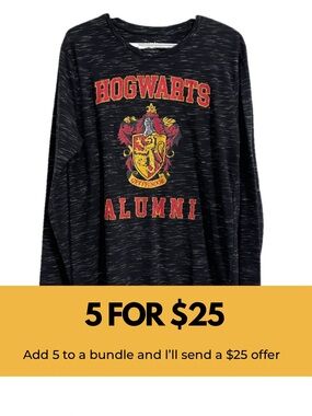 MAD Engine Black Long-Sleeve Hogwarts Alumni Tee with Red & Gold Crest